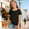 thumbnail image 2 of Toddler Girls Shirt Toddler Girl Tees Toddler Baby Boy Girl Short Sleeve Crew Neck T Shirt Pullover Sweatshirt Summer Basic Tee Solid Casual Clothes Gibobby,120,Black, 2 of 5