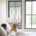 thumbnail image 3 of Teal Black Boho Window Privacy Film, Vintage Ethnic Tribe Abstract Art Retro Static Cling UV Sun Blocking Tint Film Heat Control Windows Films for Bedroom Bathroom, Window Stickers 23.6"x59", 3 of 8