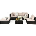 thumbnail image 6 of Patiojoy 6PCS Patio Rattan Furniture Set Outdoor Sectional Sofa Set w/Coffee Table & Ottoman Brown, 6 of 6