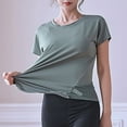 thumbnail image 4 of Women's Open Back Short Sleeve Crop Top Loose Athletic Yoga Workout Tee Casual Comfortable Stylish Fitness Apparel, 4 of 8