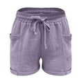 thumbnail image 4 of Purple Shorts for Women's Fashion Casual High-Waist Pants Straight-leg Sports Casual Loose Shorts, 4 of 6