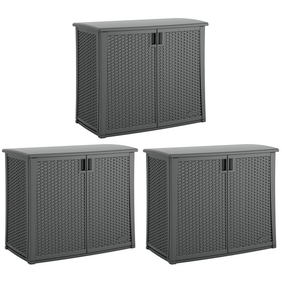 Suncast Outdoor Cabinet Deck Storage Box with Adjustable Shelf, (3 Pack)