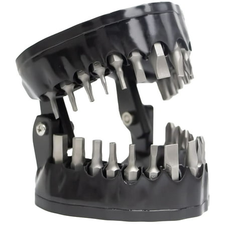

JTWEEN Denture Drill Bit Holder 28 Hole Drill Bit Organizer Creative Teeth Model Portable Screwdriver Bit Holder with Bits for 1/4 Inch Hex Bit Drive Bit Adapter