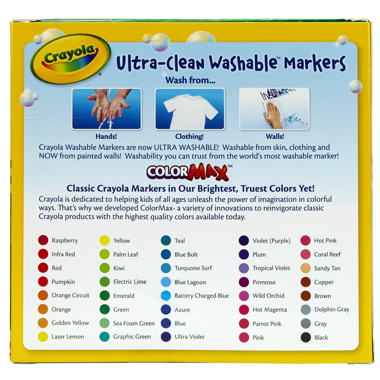 Washable Markers, Broad Line, Assorted Colors, Pack of 40 (40 Broad Line  Washable Markers) 