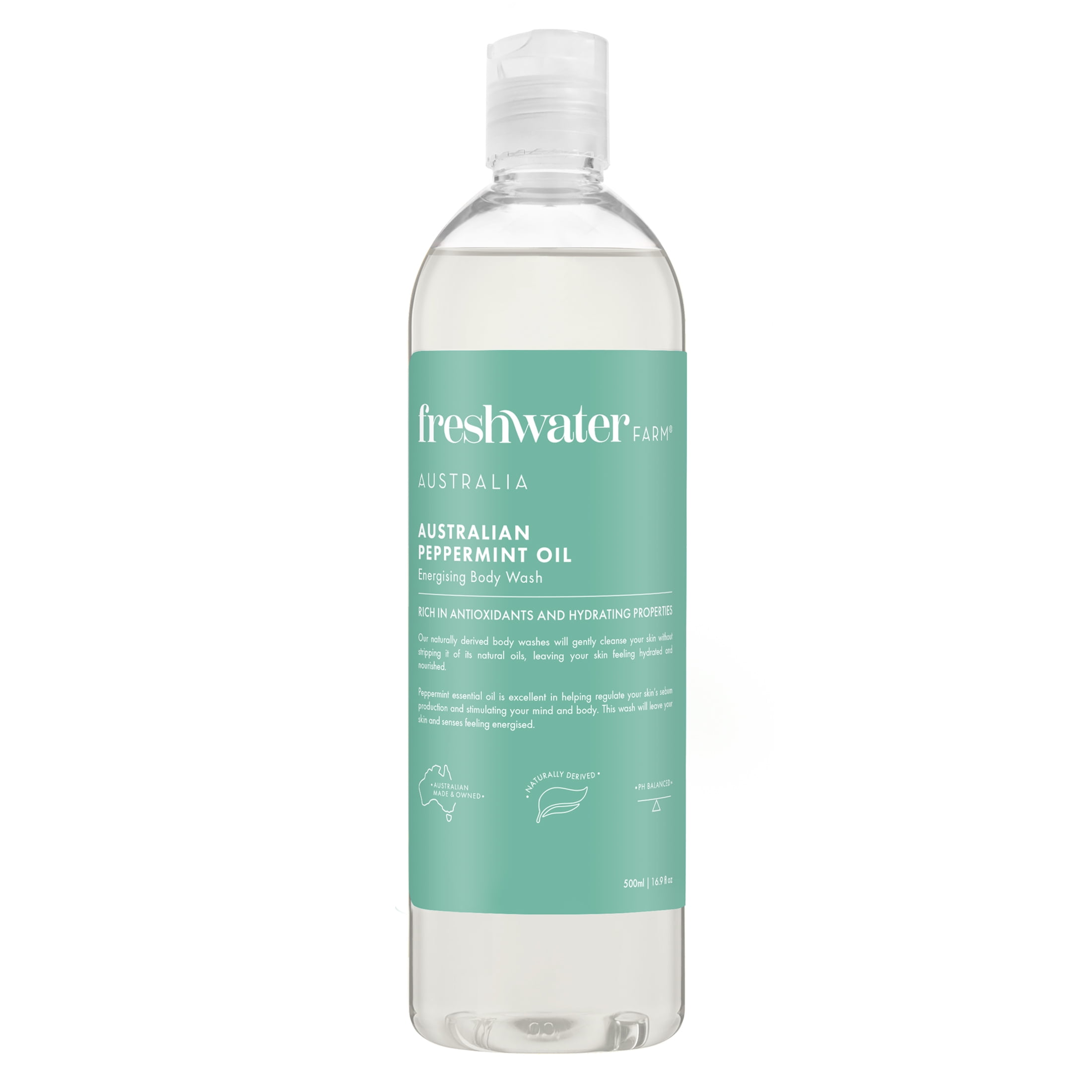 (3 pack) Freshwater Farm Australian Peppermint Oil Natural Body Wash for all skin types 16.9fl oz