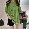 thumbnail image 3 of Camiseta de mujer estampada de manga corta con cuello redondo y suelta camiseta de verano, verde, M Kearding AP001204-05B, 3 of 7