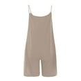 thumbnail image 4 of Wycnly Womens Jumpsuits Casual Solid Pocket Pleated Wide Leg Spaghetti Strap Short Jumpsuits Trendy Plain V-Neck Sleeveless Mini Summer Rompers Khaki m, 4 of 5
