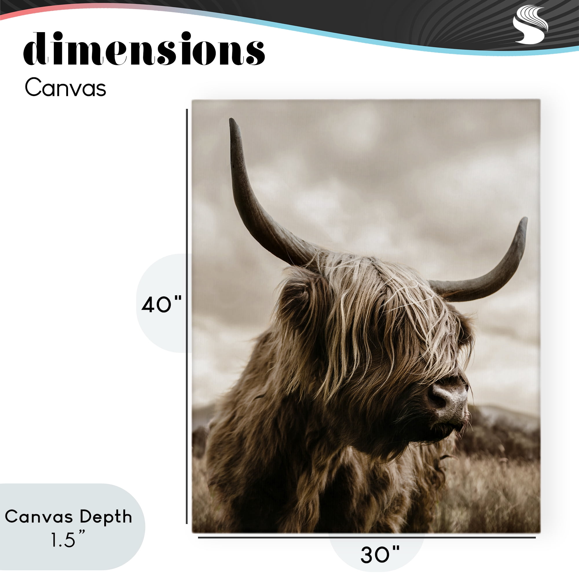 Stupell Industries Highland Cow on Windswept Moor Canvas Wall Art, design by CAD Designs