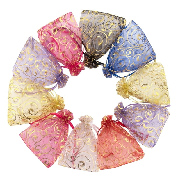 KAKOWELY 100 bolsas de organza con cordón, pequeñas bolsas para regalos, joyas, recuerdos de fiesta, bolsas de dulces