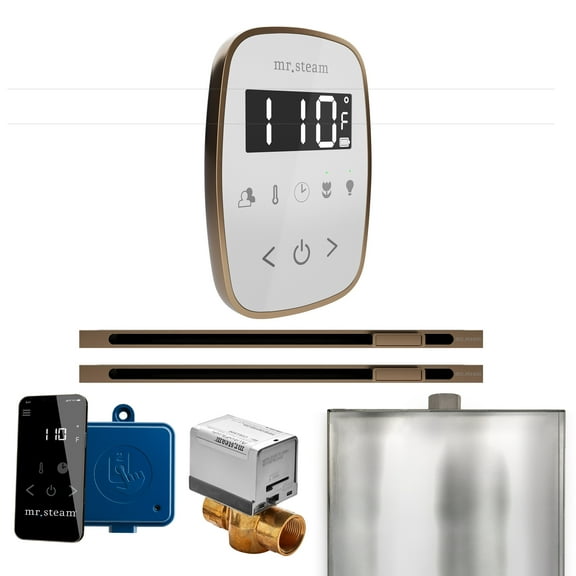 Mr Steam ButlerFlex Max Steam Shower w/TempoFlex Control and Linear Steamhead in Wht Nouveau Bronze