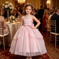 thumbnail image 2 of FYDUU Flower Girl Dress Tulle Wedding Guest Party Birthday Pageant Maxi Gown Elegant Dresses For Girls With Bow Formal Party Gown 7-8 Years, 2 of 8