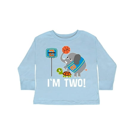 

Inktastic Basketball 2nd Birthday for 2 Year Old Gift Toddler Boy Girl Long Sleeve T-Shirt