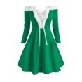 thumbnail image 1 of Vestido de mujer informal de Navidad de color sólido de manga larga con hombros descubiertos a la rodilla para minivestido de fiesta Pompotops hdfakjf8965, 1 of 5