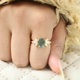 thumbnail image 6 of DBESTSTUDIOS 7x5 MM/ 1.5 CT Natural Green Moss Agate Engagement Ring Women Diamond Cluster Ring Art Deco Statement Jewelry Yellow Gold Personalized Ring, 6 of 7