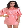 thumbnail image 6 of LYMAYTER Women Summer Bathrobe Lightweight Satin Short Robe Casual Solid Color Kimono Robe S-3XL, 6 of 8