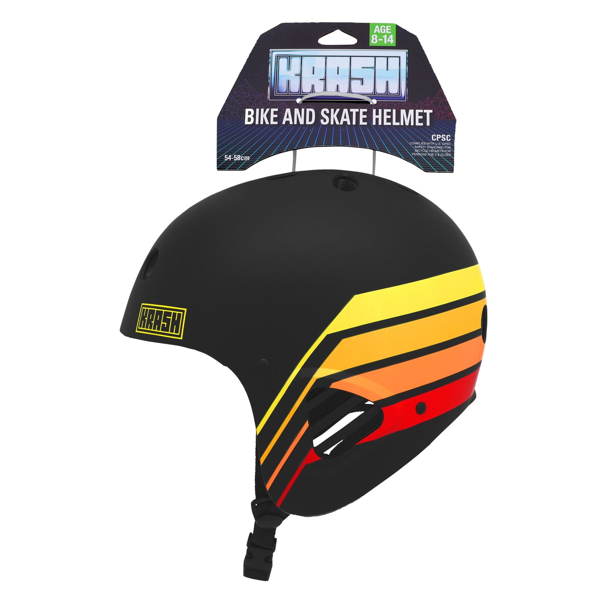 Krash! Full Speed Retro Stripes Youth Helmet, Fits sizes 54-58cm