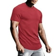 thumbnail image 2 of Men's Ribbed T-Shirts Crewneck Slim Fit Stretchy Muscle Shirts Solid Basic Tops Wine XXXL, 2 of 6