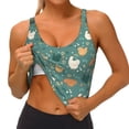 thumbnail image 2 of JUNZAN Flowe Rooster Print Women's Workout Tank Tops - U Back Fitness Top with Built-In Shelf Bra, Perfect for Yoga and Gym-Small, 2 of 8