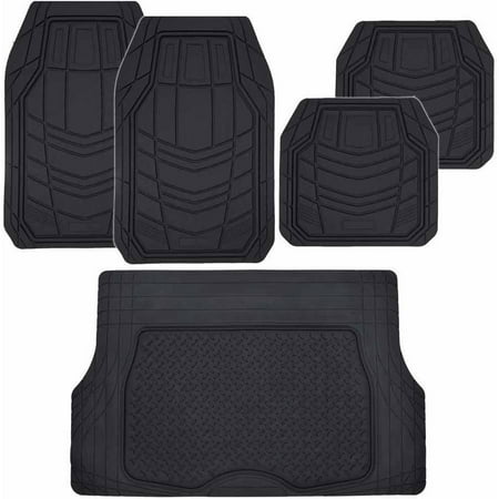Beige Mercury Floor Mat (BDK TransTech Car Floor Mats with Heavy Duty Cargo Trunk Mat, 100 Percent Odorless All Weather Trimmable, Black Beige)