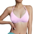thumbnail image 1 of Sujetador deportivo sin espalda con tirantes para mujer - Copas acolchadas extraíbles, nailon-spandex - Sujetador de yoga y gimnasio con fruncido delantero - Tallas XS-XL, 1 of 5