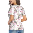 thumbnail image 3 of Vsdgher Flamingo And Flowers Women Shirts V Neck Short Sleeve Tops T-Shirt Basic Tees, S to 3XLX-Large, 3 of 5