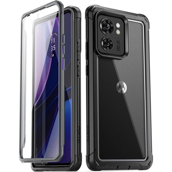 Poetic Guardian Case for Motorola Moto Edge 2023 [Not for 2022 Version], [20FT Mil-Grade Drop Tested], Full Body Hybrid Shockproof Bumper Cover with Built-in Screen Protector,Black/Clear