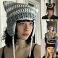 thumbnail image 6 of COMEET Beanie Hat, Girl Y2K-theme Party Hat Knitted Hat Balaclava-hat Thicken Devil Hat Cat Ear Hat Photo, 6 of 20