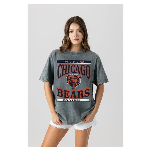 Women's Gameday Couture Gray Chicago Bears Oversized Classic Grind Washed T-Shirt