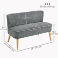 thumbnail image 3 of HOMCOM 46" Loveseat Sofa, 2 Seater Sofa Couch with Wood Legs, Grey, 3 of 10