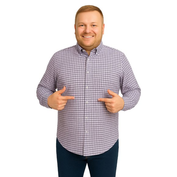 Big Kong camisa manga larga cuadros morados para hombre oversize tallas grandes