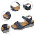 thumbnail image 5 of Rotm Short Heels for Women Women's Cork Footbed Slide Sandals with Arch Support Summer Leather Flat Sandals with Adjustable Buckle Blue,8, 5 of 6