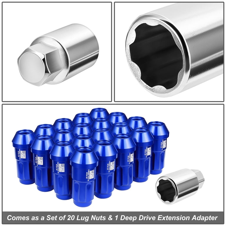 J2 Engineering 20Pcs Blue M12 x 1.25 Lug Nuts Closed End Aluminum