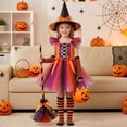 thumbnail image 2 of LIIPEE Girls Halloween Costumes Kids Dresses With Accessories Witch Fancy Dress Up Clothes 5 Piece,7-8 Years, 2 of 9