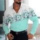 thumbnail image 1 of Camisa con solapa abotonada y diseño de llama de fénix para hombre moderna informal geométrica para fiestas al aire libre suave y cómoda nueva talla grande, 1 of 6