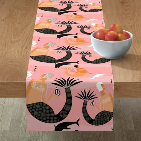 

Cotton Sateen Table Runner 90 - Mermaids Pink Mermaid Ocean Print Custom Table Linens by Spoonflower