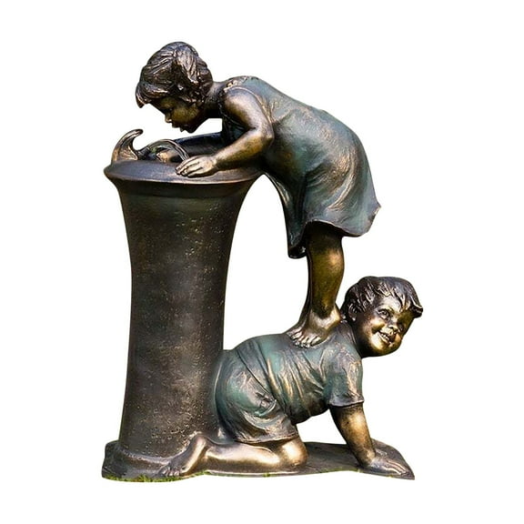 SUSHANG Boy & Girl Garden Statue, Fountain Yard Art Decoration, Outdoor Garden Statues, Boy Girl Figurines, for Lawn Yard Patio Pond or Yard,Drinking Water