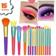 thumbnail image 5 of EIMELI Makeup Brushes 15 Pcs Colourful Makeup Brush Set Premium Synthetic Kabuki Foundation Blending Face Powder Blush Concealers Eyeshadow Rainbow Make Up Brush Set (colour), 5 of 7