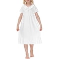 thumbnail image 4 of Bwiyojiz Tailles Mode 120-160 Longues Chemises de Nuit Printemps Été Manches Courtes Dentelle Col Rond Tenue Décontractée d'Intérieur Robe Chemise de Nuit pour Enfants, 130, Cadeaux pour la Famille, Blanc, 4 of 8