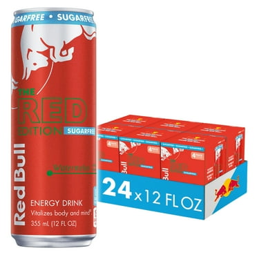 Red Bull Red Edition Sugar Free Energy Drink, Watermelon, 12 fl oz, 6 x 4 Cans (Pack of 24)