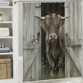 thumbnail image 5 of BCIIG Highland Cow Shower Curtain Western Farmhouse Rustic Wooden Barn Door Cattle Country Bull Wildflower Bathroom Floral Plant  Bath Accessories Art Home Decor Fabric, 5 of 6