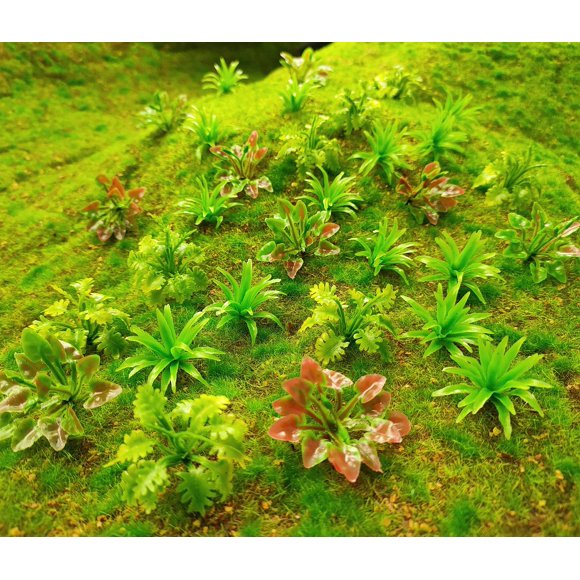 90 Uds Mini modelo de árboles, plantas, flores, arbustos verdes, modelo de arbusto, plantas artificiales, modelo de tren, paisaje, arquitectura, modelo de flor, paisaje