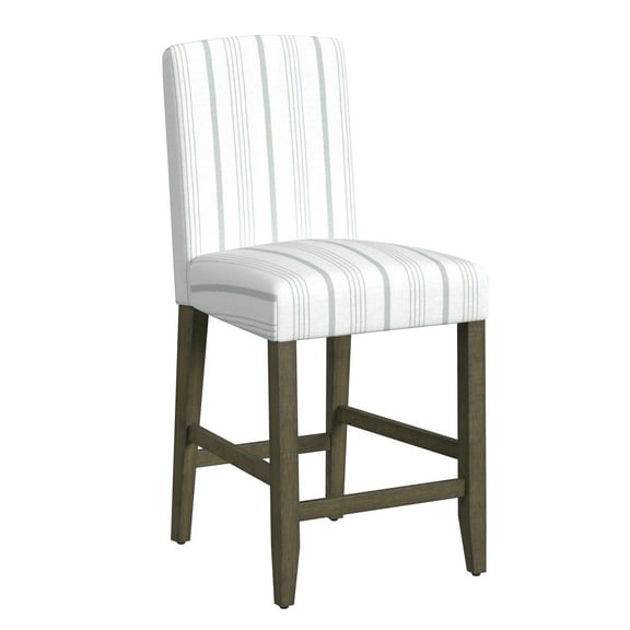 HomePop 24" Indoor Curved Back Upholstered Counter Stool, Calypso Blue Stripe
