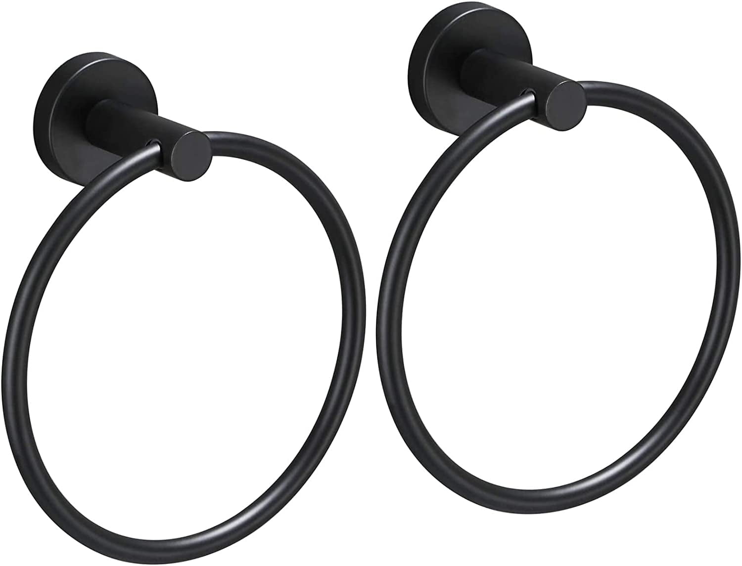 USHOWER 2 Pack Matte Black Towel Ring, Hand Towel Holder for Bathroom