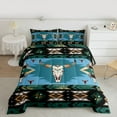 thumbnail image 2 of jejeloiu Rustic Bull Skull Queen Comforter Set,Vintage Aztec Geometric Bedding Sets,Country Farmhouse Lodge Bedding Comforter Set For Men Women,Ultra Soft Home Decor Reversible,3-Piece, 2 of 8