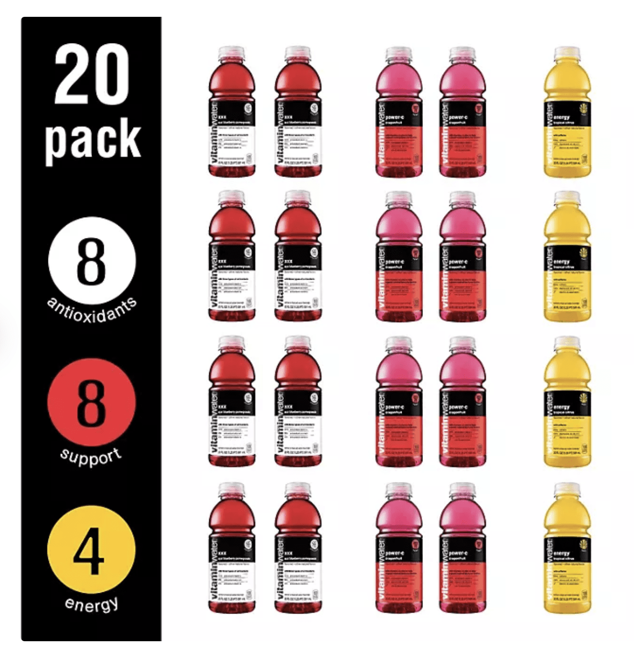 Glaceau Vitaminwater Variety Pack 20 fl. oz., 20 pk.