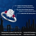thumbnail image 2 of Gem Stone King 925 Sterling Silver Red Created Ruby Ring Set with Oval Moissanite (3.50 Cttw), 2 of 7