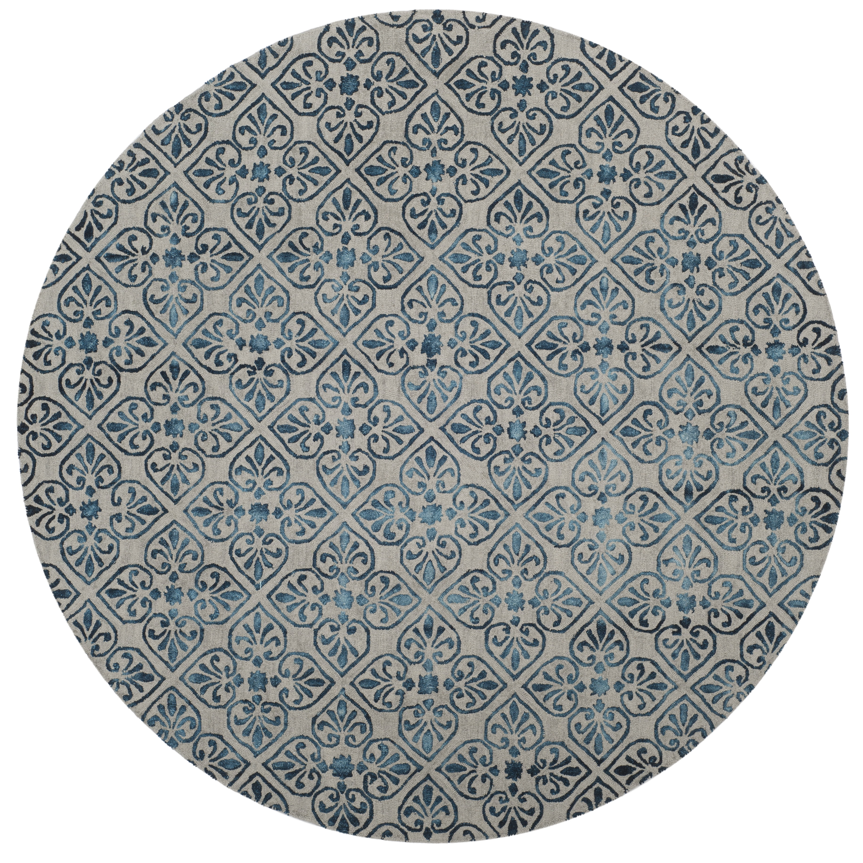 Safavieh Dip Dye Dedan Damask Wool Area Rug, Gray/Charcoal, 7' x 7' Round
