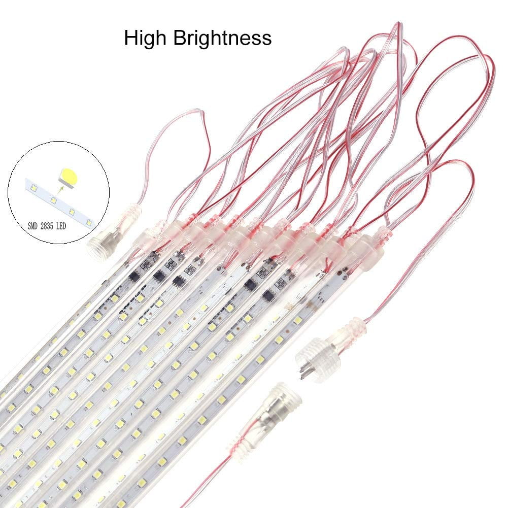 GLUAAE Upgraded Meteor Shower Rain Lights, 50cm 10 Tubes 540 LED, Waterproof Cascading Lights for Holiday Party Wedding Christmas Tree Decoration (White)