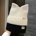 thumbnail image 4 of Bonnets Oreilles de Chat Mignons pour Femmes Automne et Hiver Protection des Oreilles Chandail Polyvalent Tricoté Gris, 4 of 6