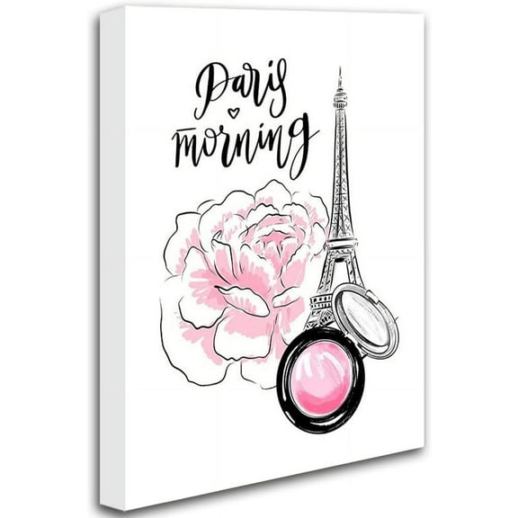 Paris Wall Art Fashion Canvas Prints Pink Room Decor Black and White Eiffel Tower Pictures Paris Rose Flowers Pink Art for Makeup Girls Room Bedroom Decor
